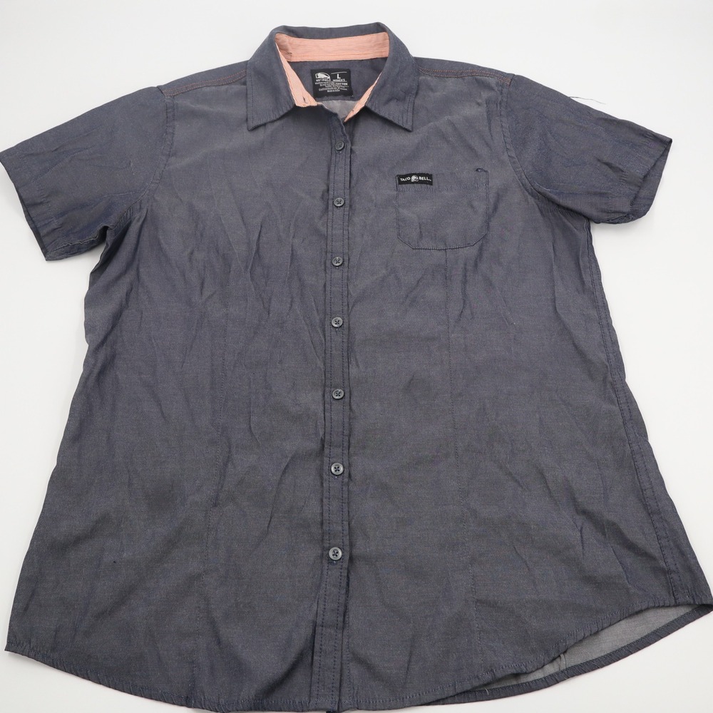 Taco Bell Womens Gray Short Sleeve‎ Button Down Employee Uniform Shirt Large